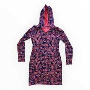 Title Nine Women's S Mercury Hooded Athletic Dress Red Navy Blue Abstract Active